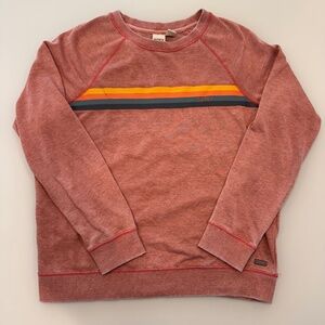 Roxy Vintage Stripe Surf Sweatshirt, Size Medium, Coral/Orange/Brick Color
